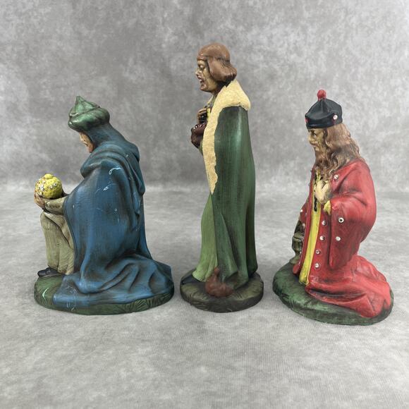 Vtg Holland Mold 3 Wise Men Ceramic Hand Painted 8" Tall Nativity Figurines - Picture 6 of 9